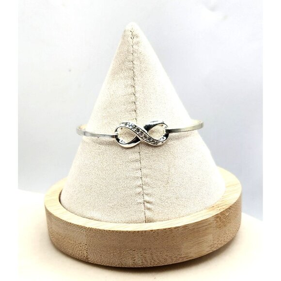 Siver Tone Infinity Design Bracelet With Rhinestone Accent - Picture 2 of 2